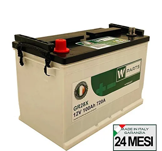 W-Parts Batteria Auto 100 Ah - 720A +SX | Garanzia Italia | 333x175x215 | 100Ah | G28100