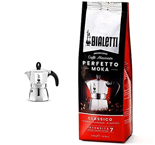 Bialetti Moka Dama Caffettiera, Alluminio, Argento, 2 Tazze & Perfetto Moka Caffe Macinato...