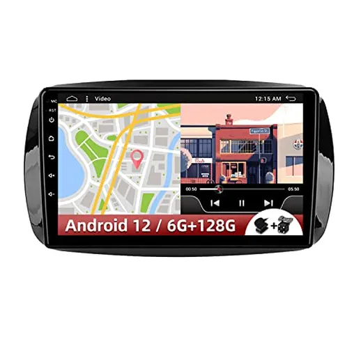 Autoradio Android 12 2 Din da 9 pollici per Mercedes Benz Smart 453 Fortwo 2014-2020 con s...
