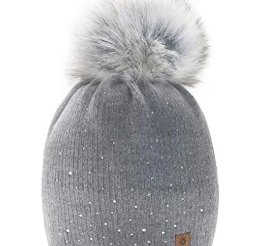 morefaz Winter Cappello Cristallo più Grande Pelliccia Pom Pom Invernale di Lana Berretto...