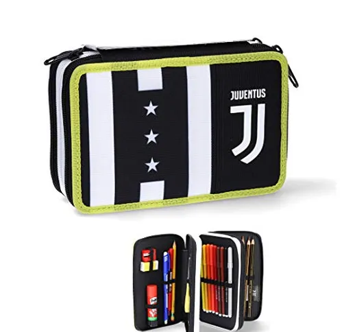 Juventus Astuccio Seven 3 Zip Completo di Cancelleria - Collezione Scuola 2020/2021-100% O...