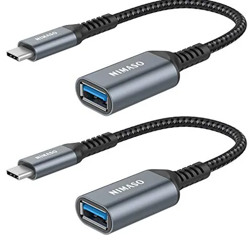 Nimaso Adattatore USB C a USB 3.0 [ OTG - 2 Pezzi]，Adattatore Tipo-C a USB A per Trasmiss...