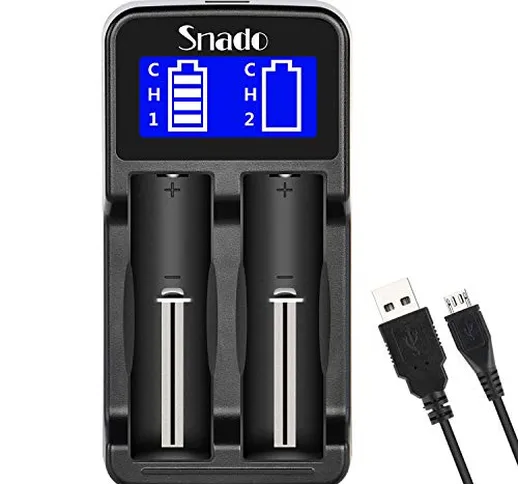 Snado - Caricabatteria universale LCD per batterie ricaricabili agli ioni di litio Ni-MH/N...