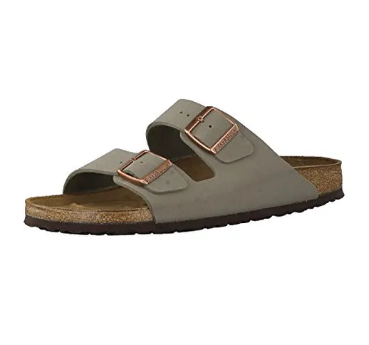 Birkenstock Schuhe Arizona Birko-Flor Nubuk Schmal Stone (151213) 42 Grau