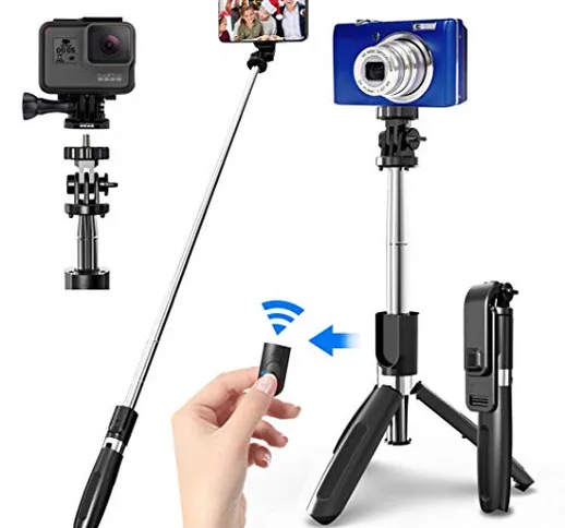 SYOSIN Bastone Selfie, Estensibile 4 in 1 Bluetooth Selfie Stick Treppiede Smartphone con...