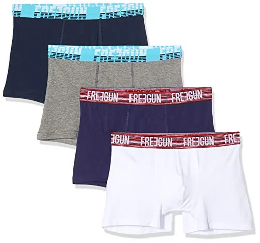 FREEGUN Lot De 4 Boxer Solid Coton Pantaloni, Multicolore (Multicolor G2), X-Large (Pacco...