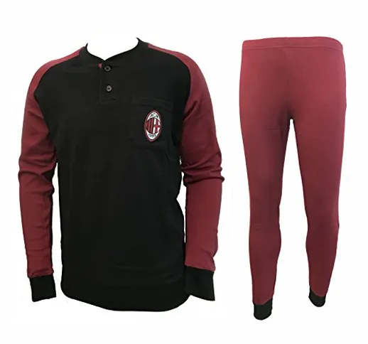 AC Milan Pigiama Ragazzo Lungo Caldo Cotone Prodotto Ufficiale Art. MI15058 (Nero, 14 Anni...