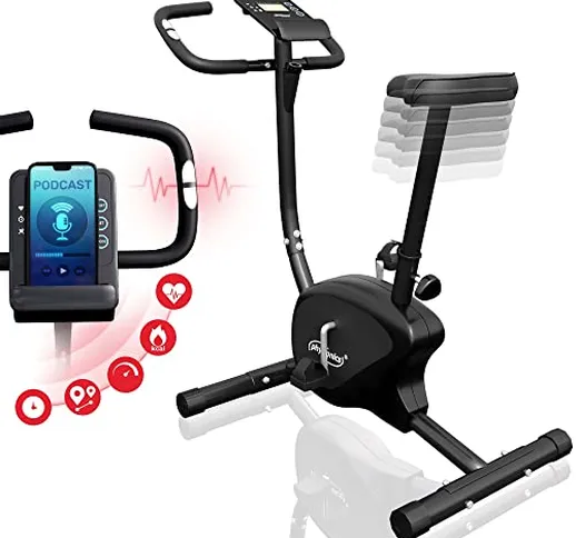 Physionics® Ergometro Cyclette da Casa - Display con Sensori di Pulsazioni, Calorie, Odome...