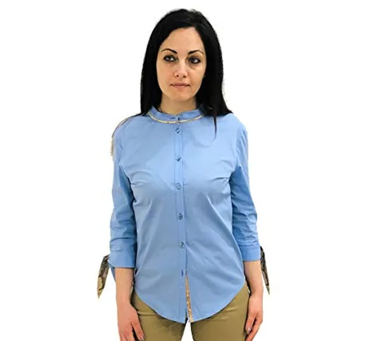 ALVIERO MARTINI Camicia Coreana da Donna 3/4 con Fiocchi in Stampa Geo Classic - D0903NC16...