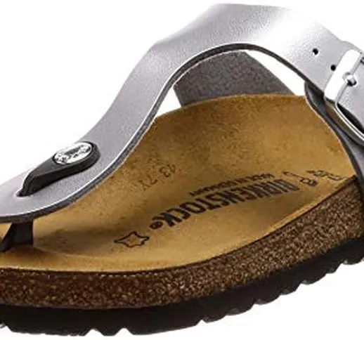 Birkenstock Gizeh Birko-Flor, Sandali Unisex - Adulto, Argento, 30 (Normale)