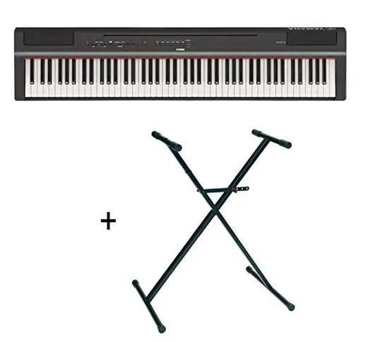 Yamaha - Set pianoforte digitale P125 con supporto a X, 88 tasti, colore: nero
