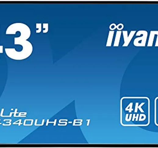 iiyama ProLite LE4340UHS-B1 108 cm, 43 Pollici, Digital Signage Display AMVA3 LED Panel 4K...