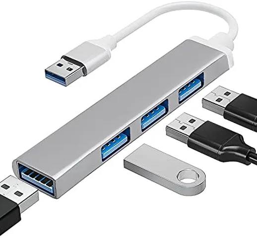 Hub USB 3.0, 4 Porte Hub USB Ultra Sottile per MacBook Air, Mac PRO/Mini, Windows XP/Vista...