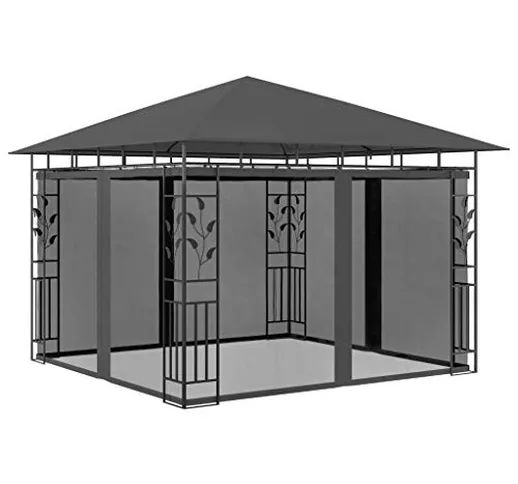 vidaXL - Gazebo con zanzariera, 3 x 3 x 2,73 m, antracite, 180 g/m²