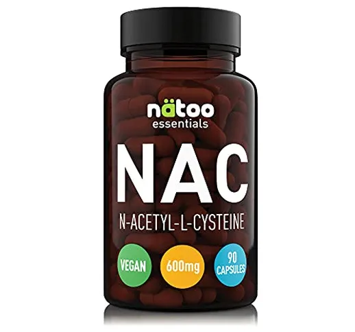 NATOO Essential NAC 600mg 90 capsule vegetali. Integratore Alimentare di N-Actilcisteina,...