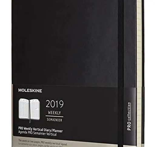 Moleskine 2019 Agenda Settimanale Pro 12 Mesi, Verticale, Extra Large, Copertina Rigida, N...