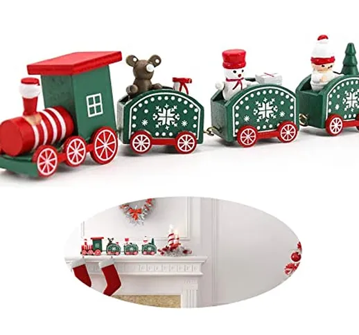 Trenino di legno di Natale,decorazione trenino,trenino di Natale in legno,orso pupazzo di...