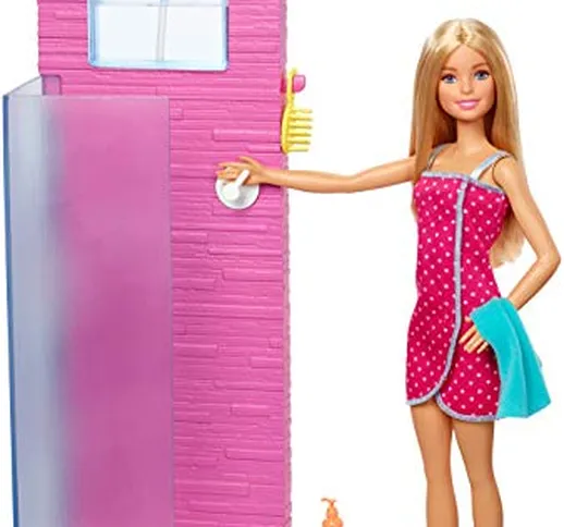 Barbie Playset con Doccia, Bambola con Doccia e Accessori, Giocattolo per Bambini 3+ Anni,...