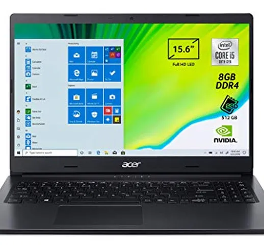 Acer Aspire 3 A315-55G-760F Pc Portatile, Notebook con Intel Core i7-10510U,Ram 16 GB DDR4...