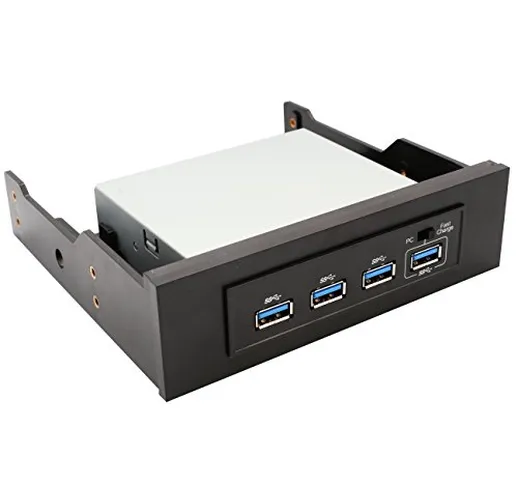 Syba - Hub interno USB 3.0, 4 porte, 3,5 pollici, con alloggiamento per drive da 5,25 poll...
