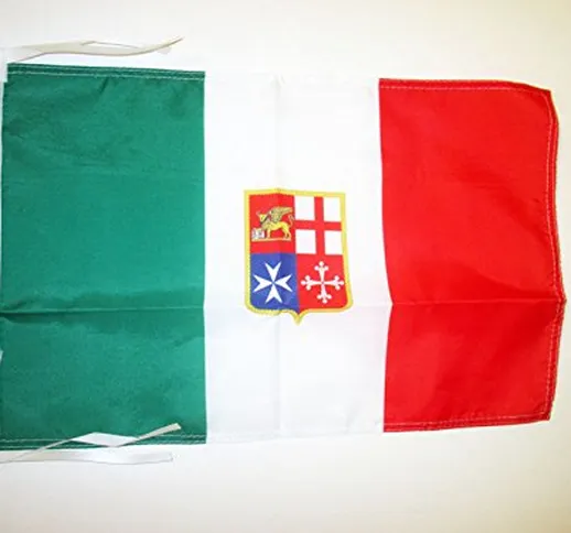 AZ FLAG Bandiera Marina MERCANTILE Italiana 45x30cm - BANDIERINA NAVALE d'Italia 30 x 45 c...