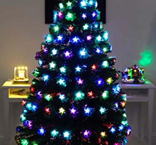 Christmas Concepts® 48 Pollici (4FT) Green LED Albero di Natale in Fibra Ottica con Stelle...