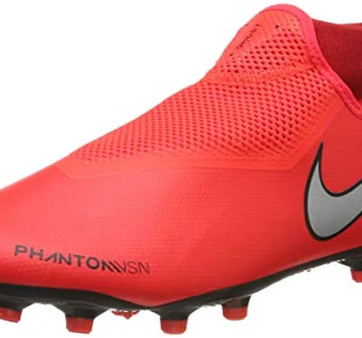Nike Phantom Vsn Academy Dynamic Fit MG, Scarpe da Calcio Uomo, Bright Crimson/Metallic Si...