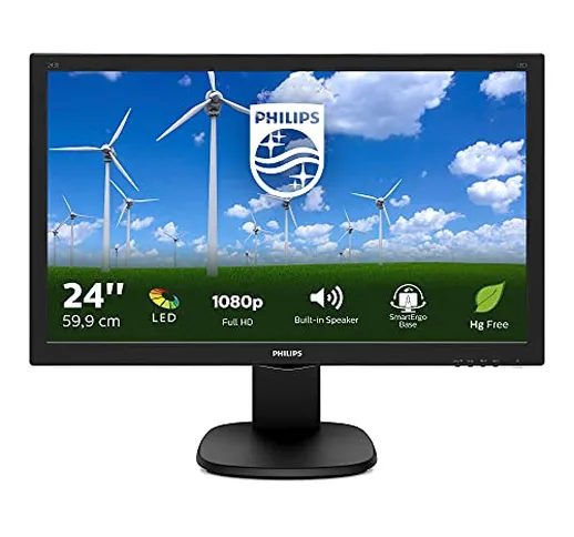 Philips 243S5LHMB Monitor da Gaming 24" LED Full HD, 1920 x 1080, 1 ms, Audio Integrato, H...