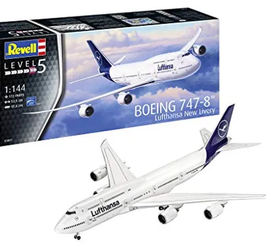 Revell- Boeing 747-8 Lufthansa New Livery Other License Kit Aeromodello, Colore Bianco, RV...