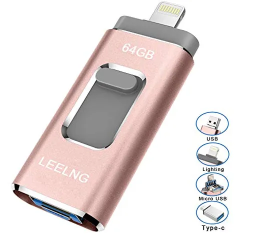 LEELNG Chiavetta USB per iPhone Memoria USB 64GB Photo Stick Flash Drive, PenDrive per Dis...