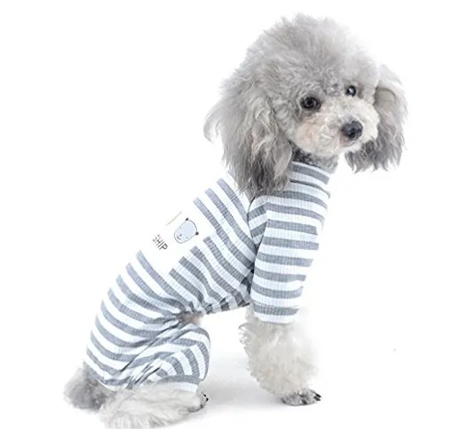 SELMAI, pigiama a strisce, di cotone, per cane di piccola taglia. Tutina per cuccioli o ca...