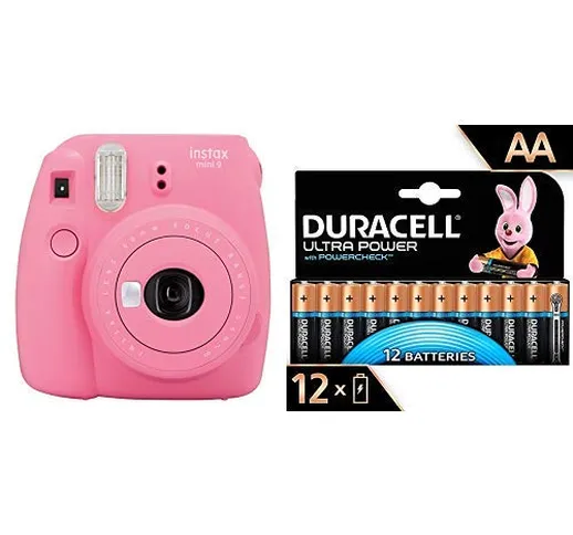Fujifilm Instax Mini 9 Flamingo Fotocamera Stampa Istantanea Bundle con 12 batterie Durace...