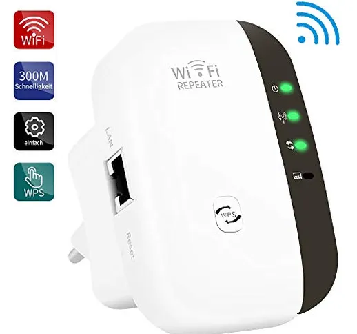 Ripetitore WiFi, 300bps WiFi Extender 2.4GHz Amplificatore WiFi Supporto AP/Ripetitore mod...