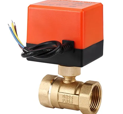 Valvola a sfera motorizzata elettrica, AC 220V 2 vie 3-fili 1.6Mpa Filettatura ottone moto...