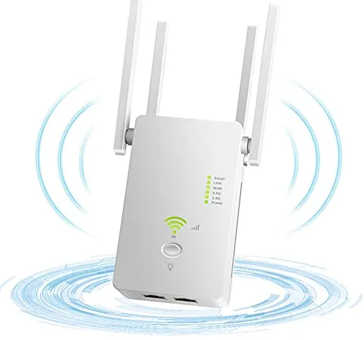 AndThere 1200Mbps Ripetitore WiFi Wireless Dual Band 2.4GHz/5GHz WiFi Range Extender e Acc...