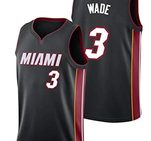 Miami Heat Kendrick Nunn #25 Dwyane Wade #3 Maglia da Basket da Uomo Stile Sportivo Jersey...