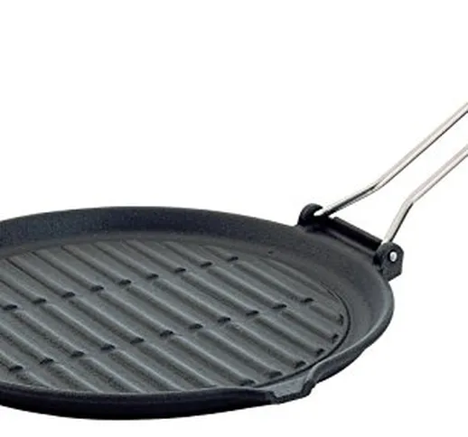 ILSA Bistecchiera ghisa dietella Tonda cm26 Pentole e Preparazione Cucina, Nero, 26 cm