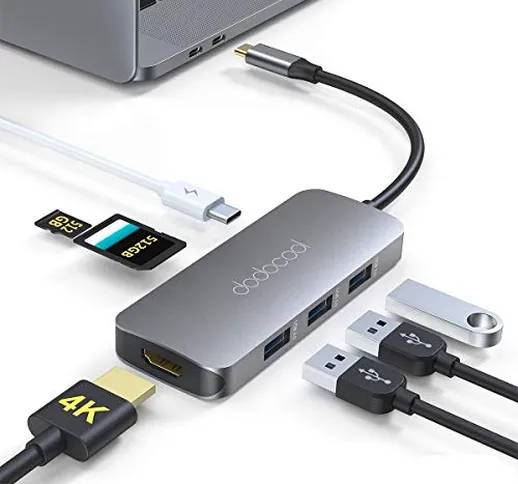 dodocool HUB USB C, 7-in-1 Adattatore USB C HDMI 4k, USB C Hub con USB-C 100W PD, 3 Porta...