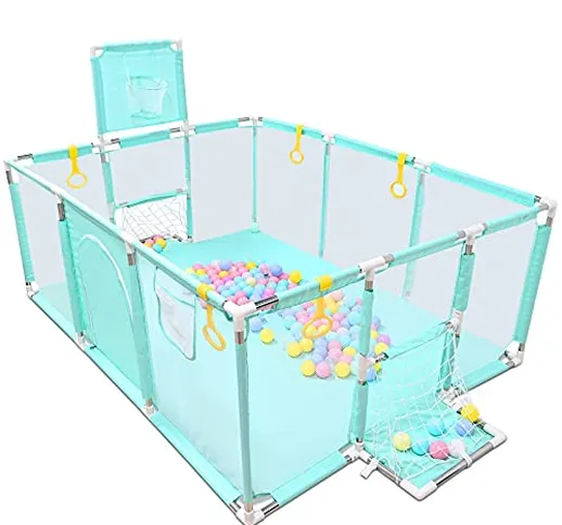 GOLDGE Box per Bambini 160x120 cm con Mesh Traspirante, 50 Ocean Balls, Rete da Basket e C...