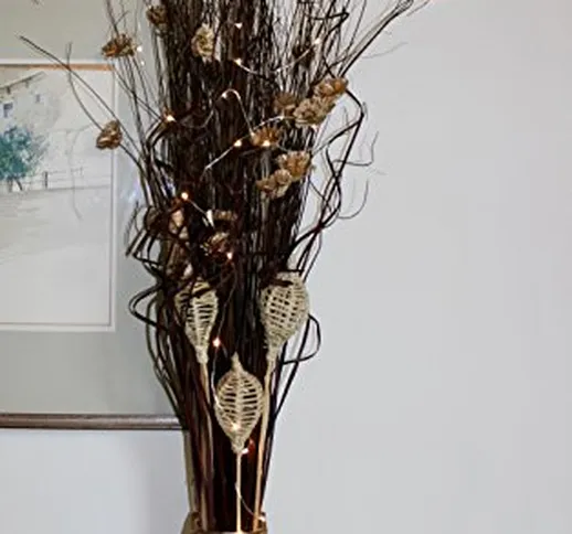 Link prodotti fatti a mano, mazzo di fiori in vaso di legno con 20 micro luci LED., Black...