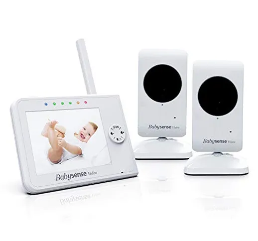 BabySense Video Baby Monitor Schermo da 3,5 pollici con 2 telecamere: dotato di visione no...