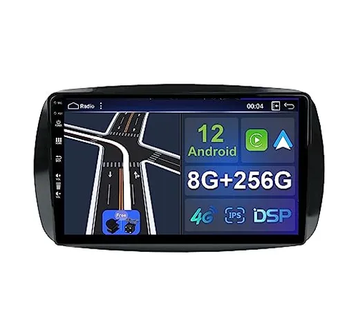 Autoradio Android 12 8G+256G per Mercedes Benz Smart 453 Fortwo 2014-2020 con GPS Navi Blu...