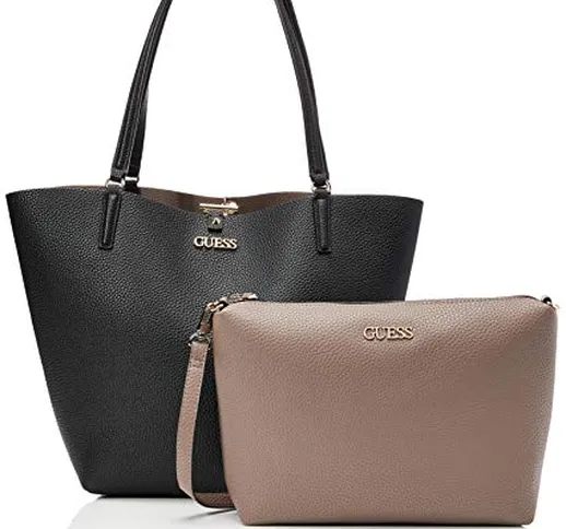 Guess Alby Toggle Tote, Bags Satchel Donna, Black/Iron, One Size