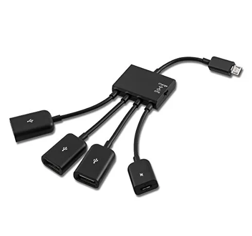 kwmobile Adattatore 4in1 Micro USB per Smartphone e Tablet - Distributore Micro-USB 4 Port...