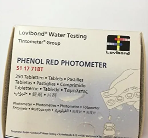Ricambio pastiglia reagente misurazione Red Phenol Lovibond. Ricarica 250 Ud. Esposimetro/...