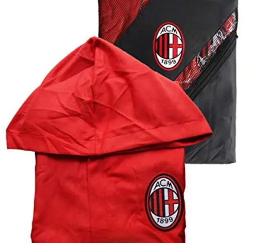 Accappatoio con Cappuccio in microfibra UFFICIALE MILAN A C TG S M L XL XXL ROSSO NERO Con...