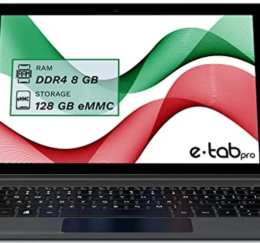Microtech e-tab Pro 4+, Tablet Windows 10 con Tastiera, 10 pollici, Wifi, Display FHD, Pro...