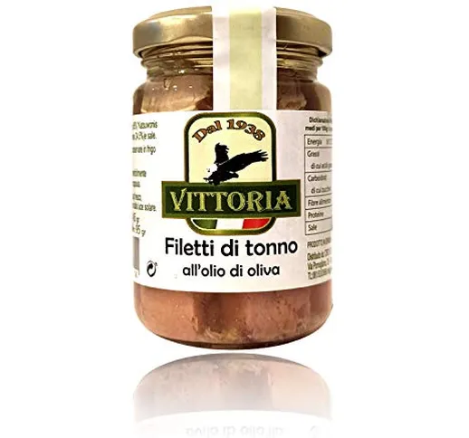 1pz - Filetti di Tonno all' Olio d'Oliva 'Vittoria" Vaso Vetro 145g - 1 pezzo