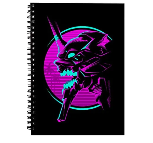 Retro Eva Face Neon Genesis Evangelion Spiral Notebook