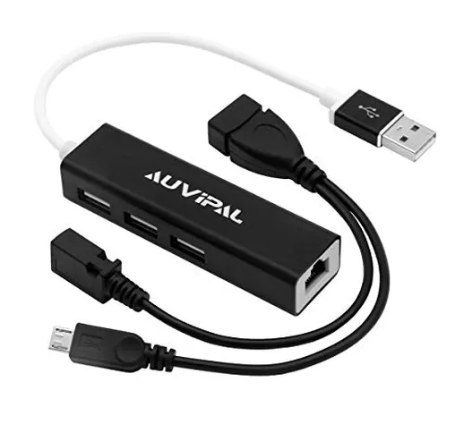 AuviPal - Adattatore LAN Ethernet con 3 porte USB Hub per Streaming TV Stick, Chromecast,...